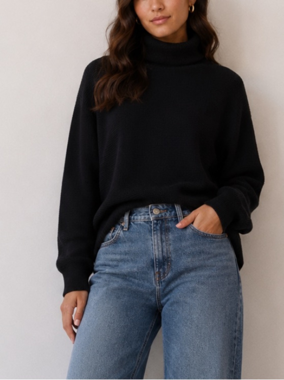 Classic Black Turtleneck Sweater - Women's Cozy Knit